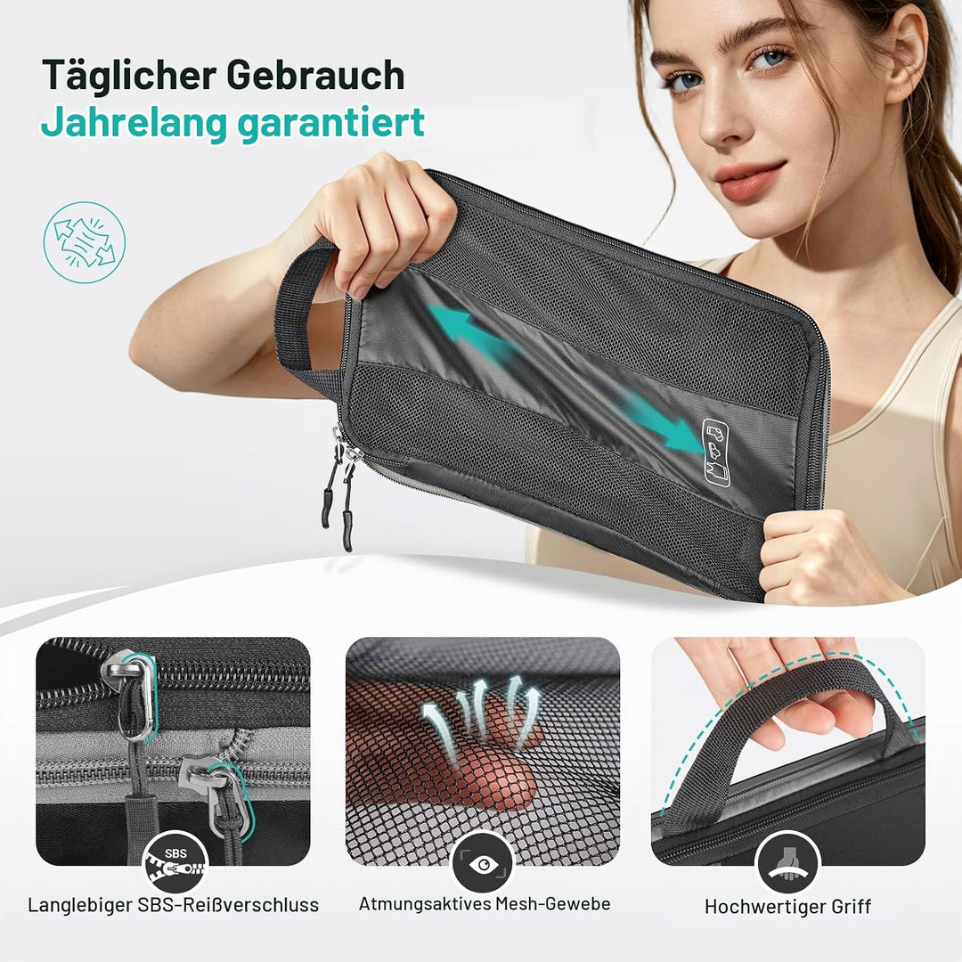 Koffer Organizer mit Kompression, 8 Stück Packing Cubes für Koffer und Rucksack – wasserabweisende P