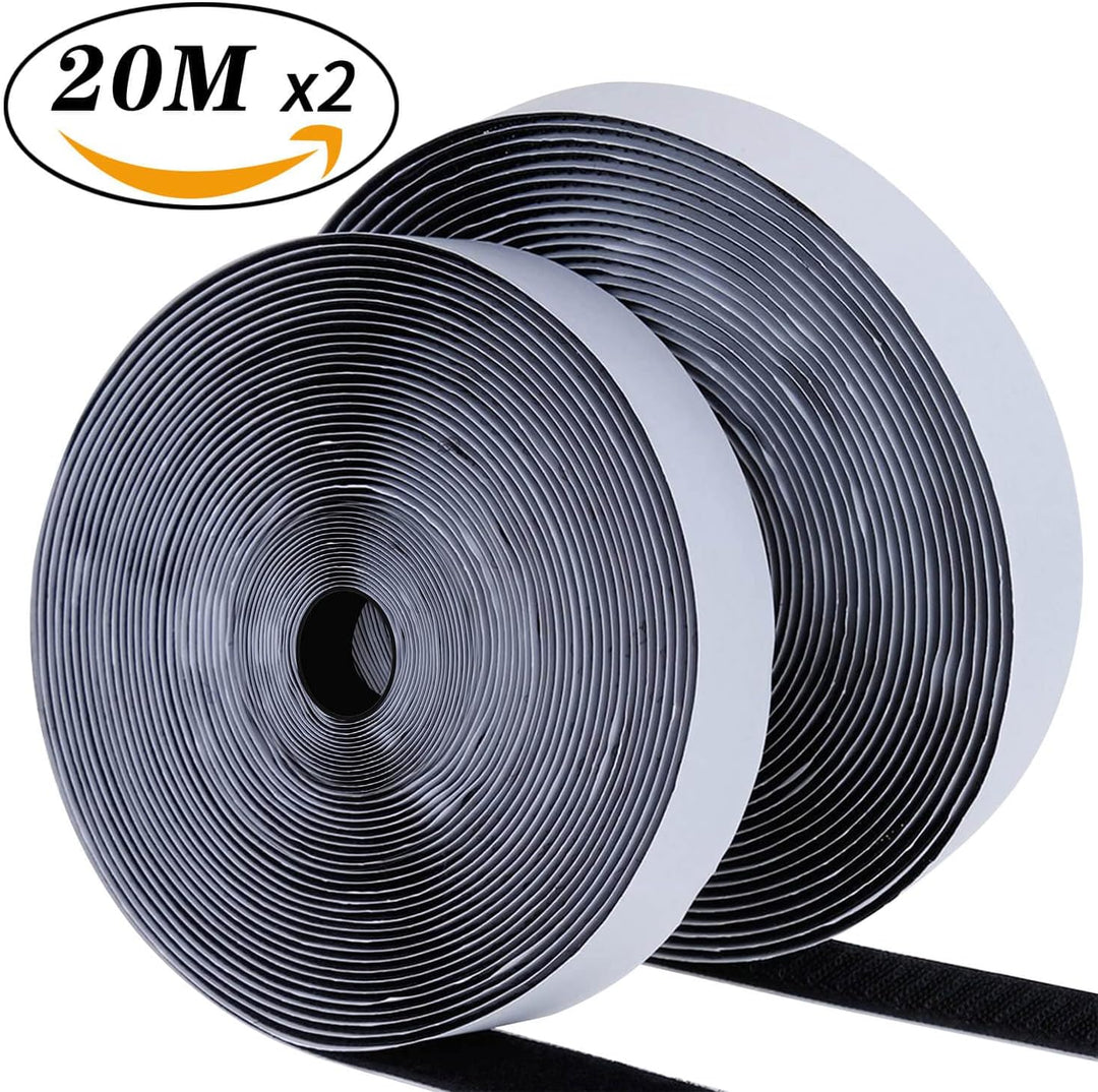 Blooven Klettband Selbstklebend 20 Meter Extra Stark, Doppelseitig Klebende mit Klettverschluss 20mm