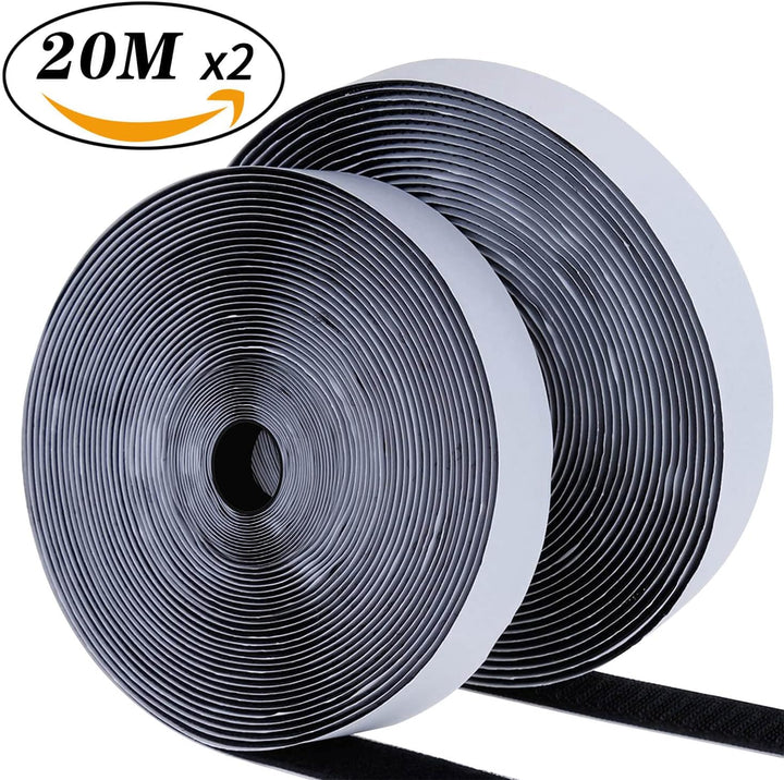 Blooven Klettband Selbstklebend 20 Meter Extra Stark, Doppelseitig Klebende mit Klettverschluss 20mm