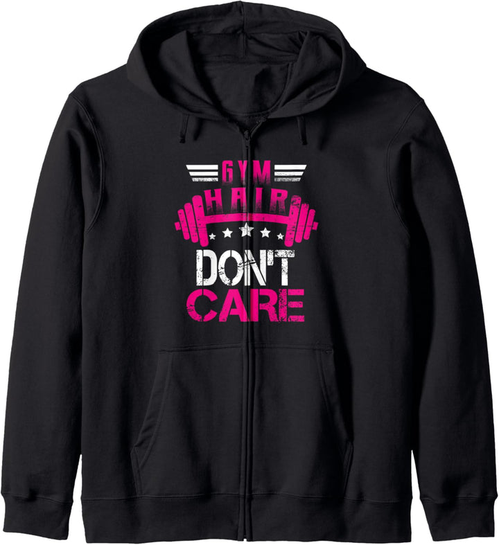 Gym Hair Don't Care Funny Fitness Kapuzenjacke