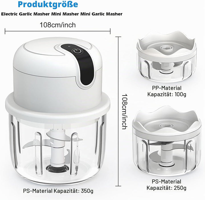 Zwiebel Zerkleinerer, Mini Zerkleinerer Elektrisch, Zerkleinerers Küche Elektrisch 100/250/350 ml, U