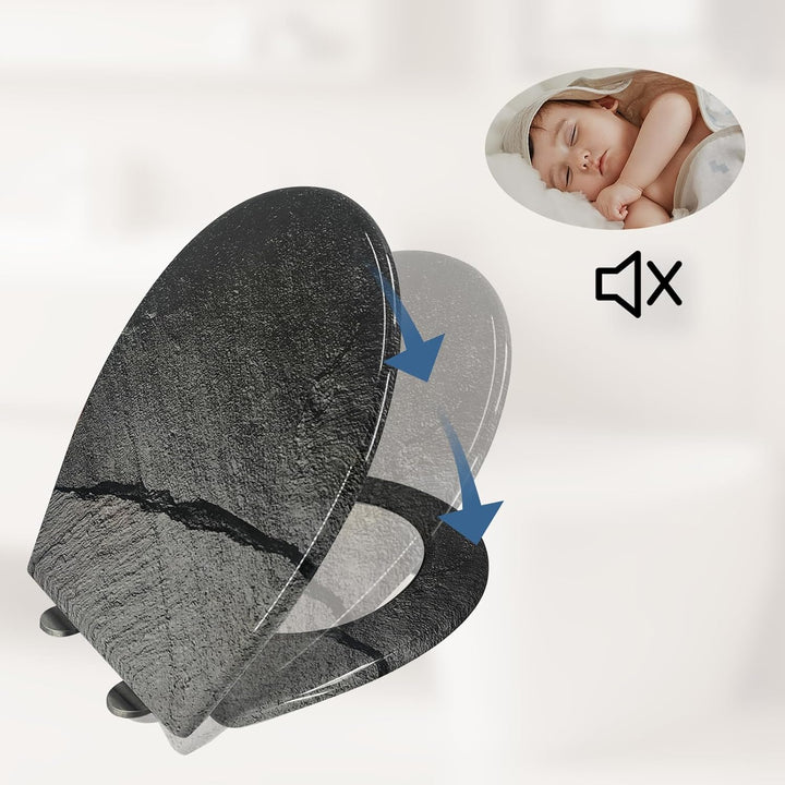 Toilettendeckel mit Absenkautomatik, WC Sitz mit Absenkautomatik Oval Form klodeckel Einfache Reinig