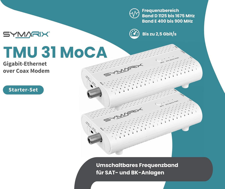 TMU 31 MoCA 2.5 Ethernet Over Coax Modem (EoC) Gigabit-Ethernet über Koaxialkabel Latenz, Starter-Se