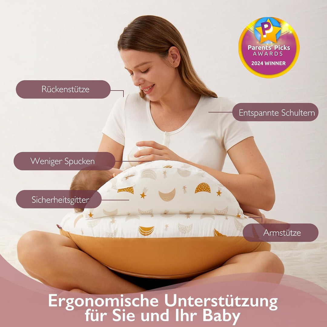 Momcozy Stillkissen mit Sicherheitsumrandung – Ergonomisches Still- und Lagerungskissen mit verstell