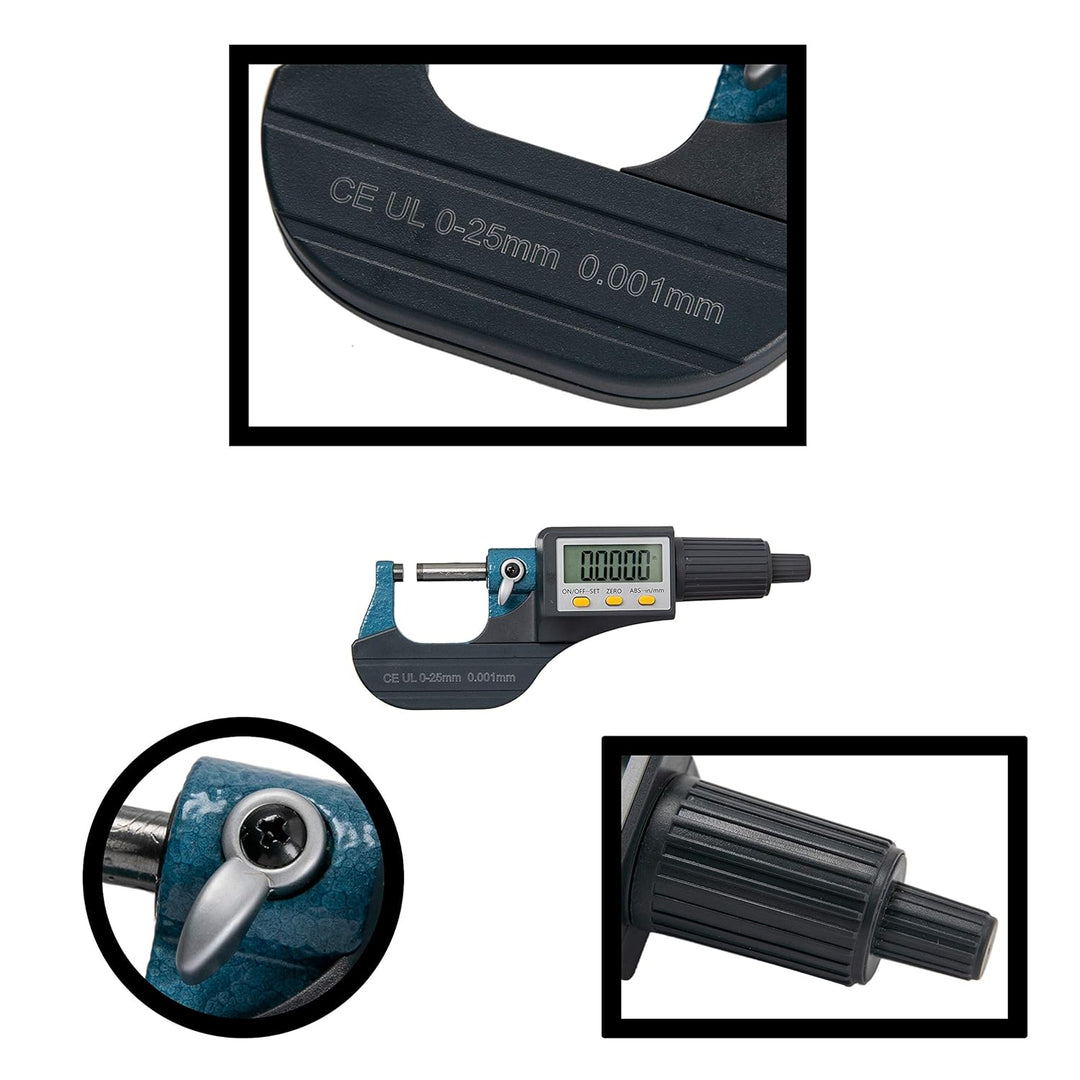 Beslands Mikrometer Digital Bügelmessschraube 0-25mm/ 0.001mm Hohe Präzision Elektronische Digitale