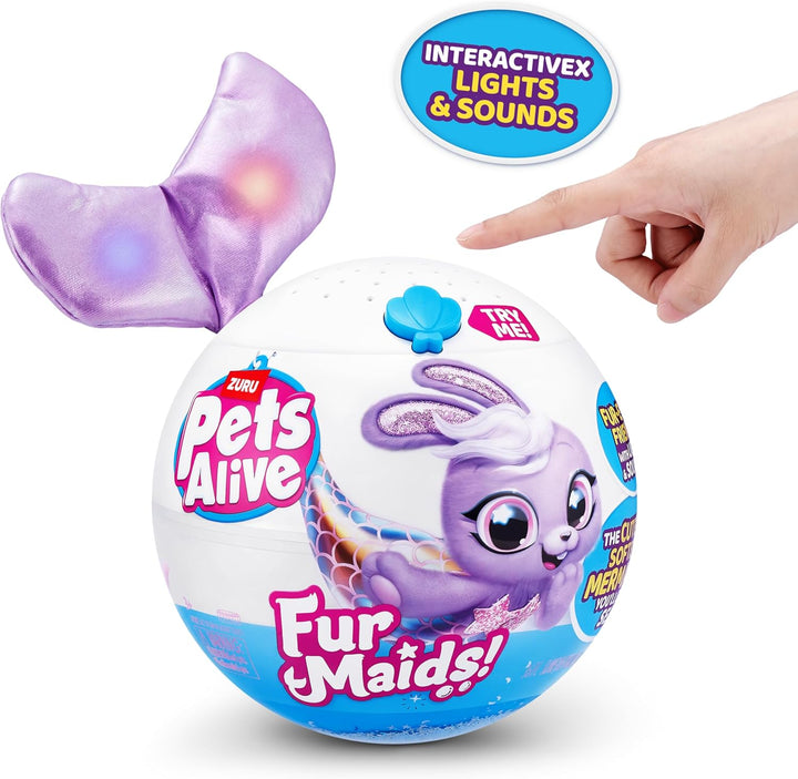 Pets Alive Furmaids von ZURU Meerjungfrau, Plüsch, interaktiv, Licht und Sound, Mädchenspielzeug (Li
