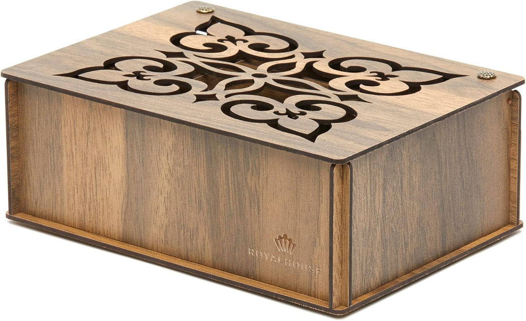 RoyalHouse Premium Wood (Hard MDF) Tee-Aufbewahrungsbox Organizer (Walnuss), umweltfreundliche multi