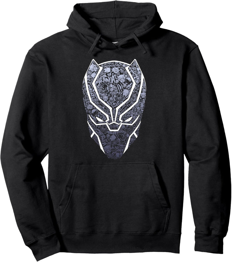 Marvel Black Panther Mask Build Up Fill Pullover Hoodie