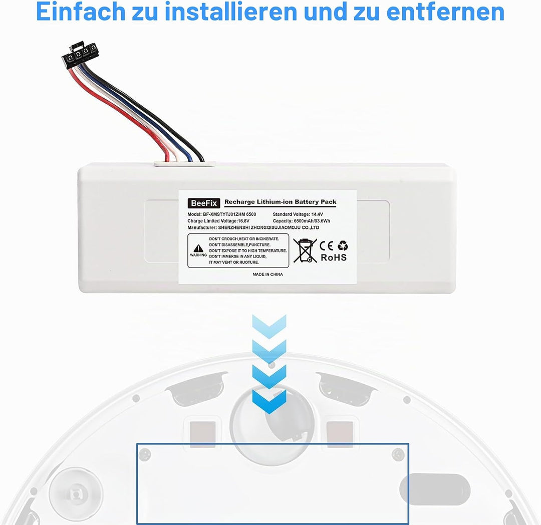 6500mAh Ersatzakku für Xiaomi Mijia 1C STYTJ01ZHM 14.4V Li-ion Akku Batterie Staubsauger Robotic Vac