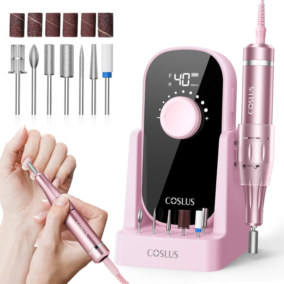 COSLUS Elektrische Nagelfräser 40000 U/min: 6-in-1 Professionell Nagelpflege Set für Gelnägel Acryln