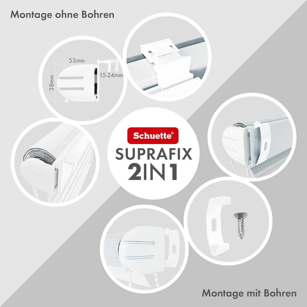 Schuette® Verdunkelungsrollo ohne Bohren/mit Bohren 2in1 ● Thermo Rollo Kollektion: Shadow Grey (Gra