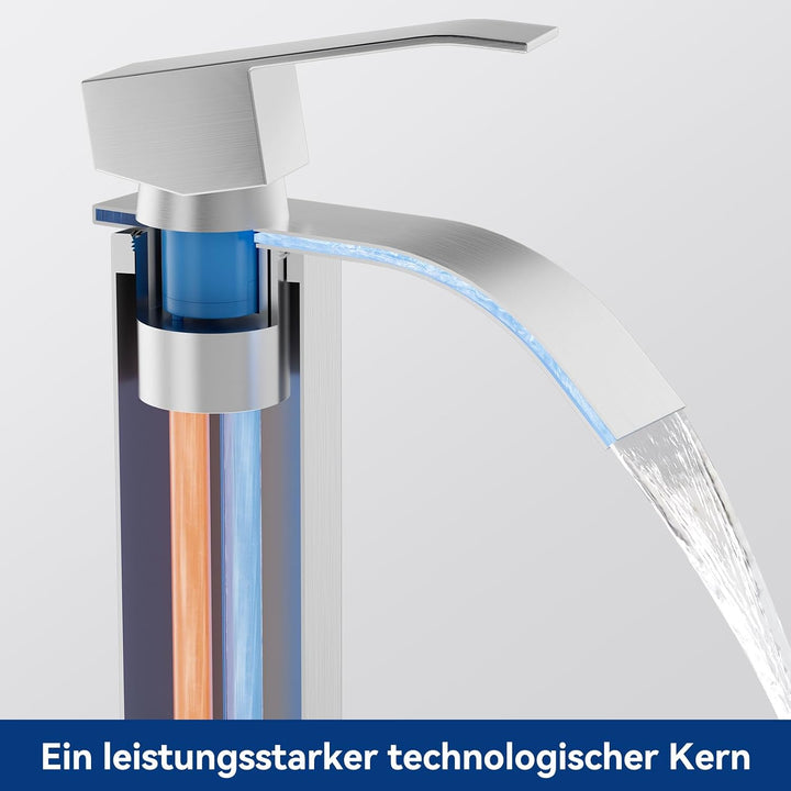 CECIPA Wasserhahn Bad, Waschtischarmatur Wasserfall für Badezimmer | Waschbecken Armaturen Mit Warm