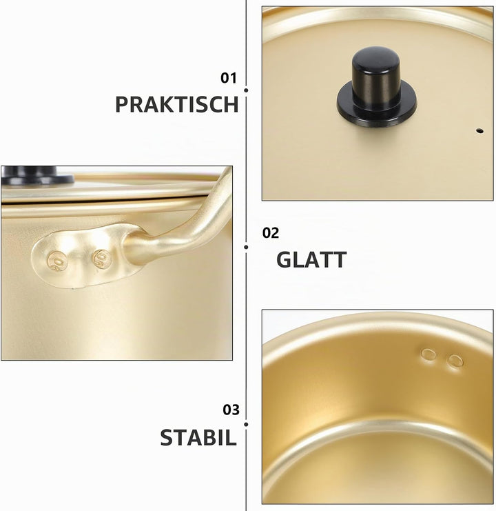 YARNOW Ramen Topf Mit Aluminiumdeckel Binaurales Design Für Nudeln Und Suppe Kochen Leicht Zu Reinig