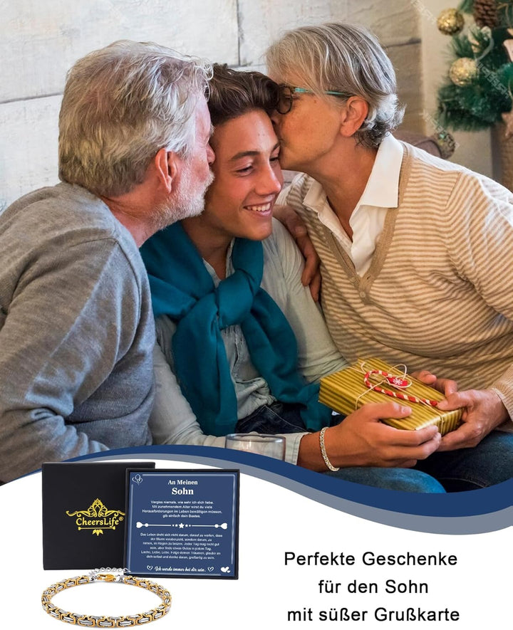 CheersLife Sohn Armband Geschenk von Mama Papa Armband für Meinen Sohn Weihnachten 18. Geburtstag Ju
