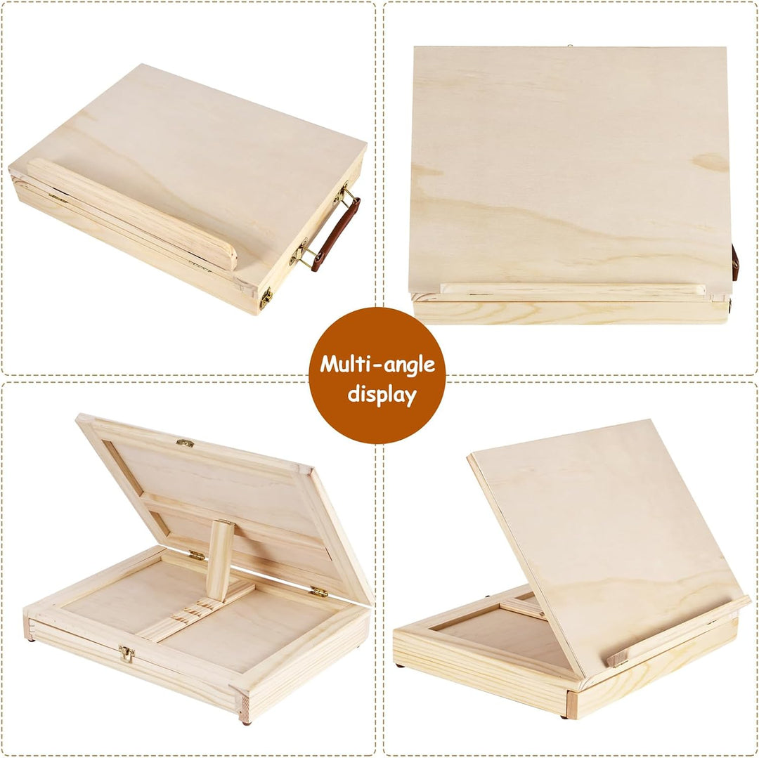Holztisch Staffelei Box, Verstellbare Massivholz Tischbox Staffelei mit Aufbewahrungsschublade, Trag