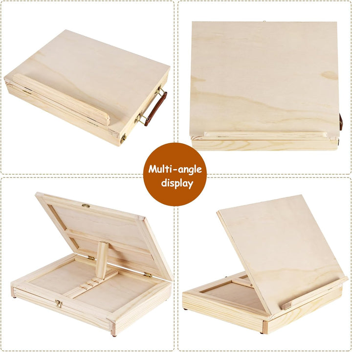 Holztisch Staffelei Box, Verstellbare Massivholz Tischbox Staffelei mit Aufbewahrungsschublade, Trag