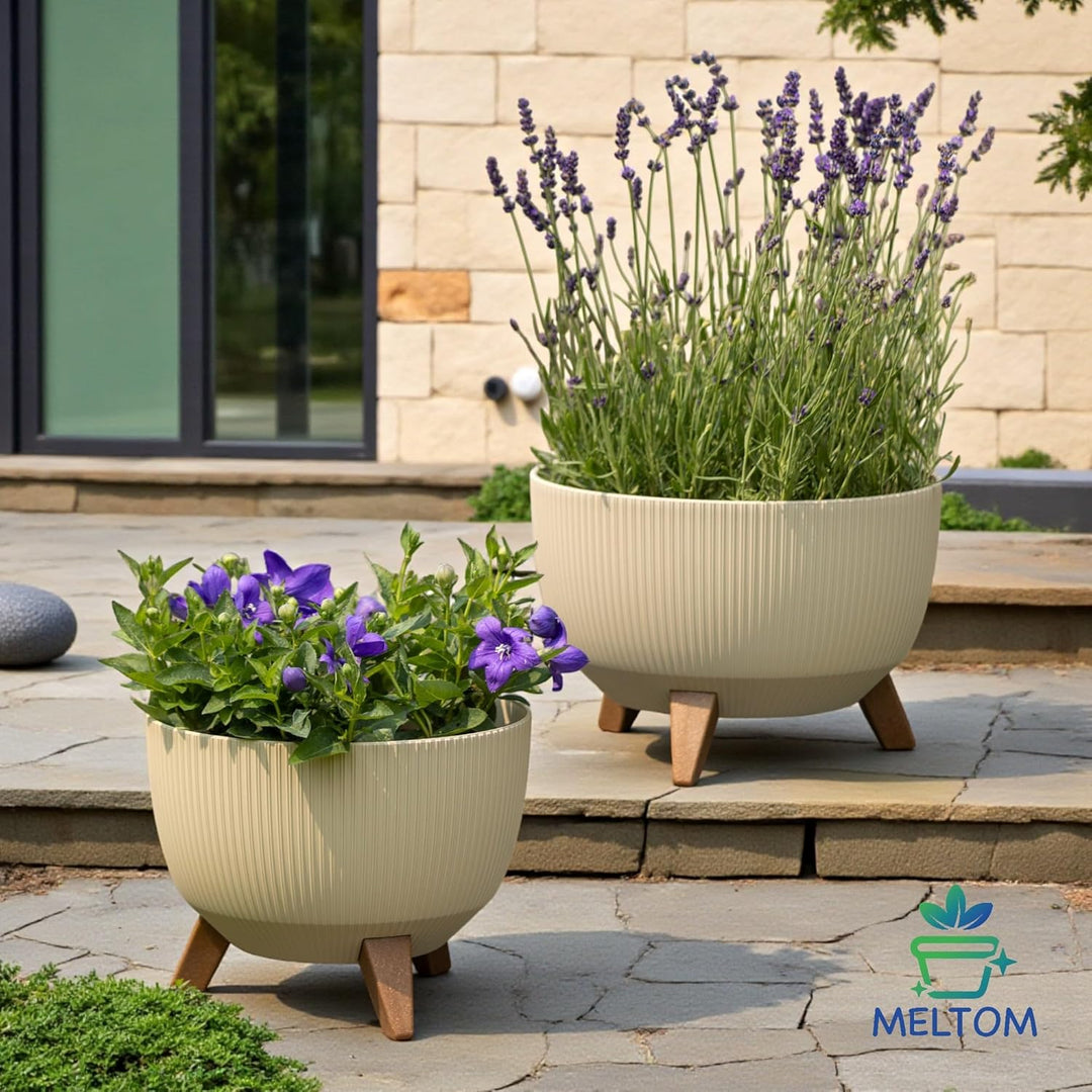 MELTOM Blumentopf Schale mit Füssen Einsatz Kräutertopf Übertopf Pflanzschale Eco Recycled (Baumwoll