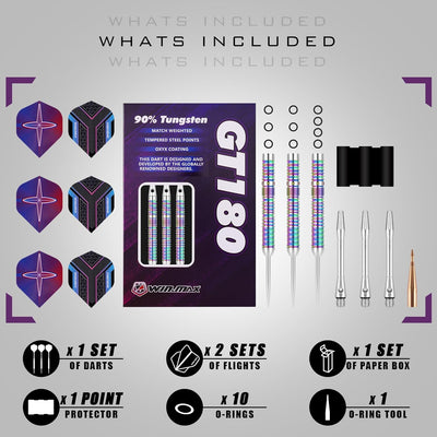 WIN.MAX Dartpfeile mit Metallspitze 90% Tungsten 3 Stück 90% Wolfram Stahl Darts 16-28 Gramm Dart pr