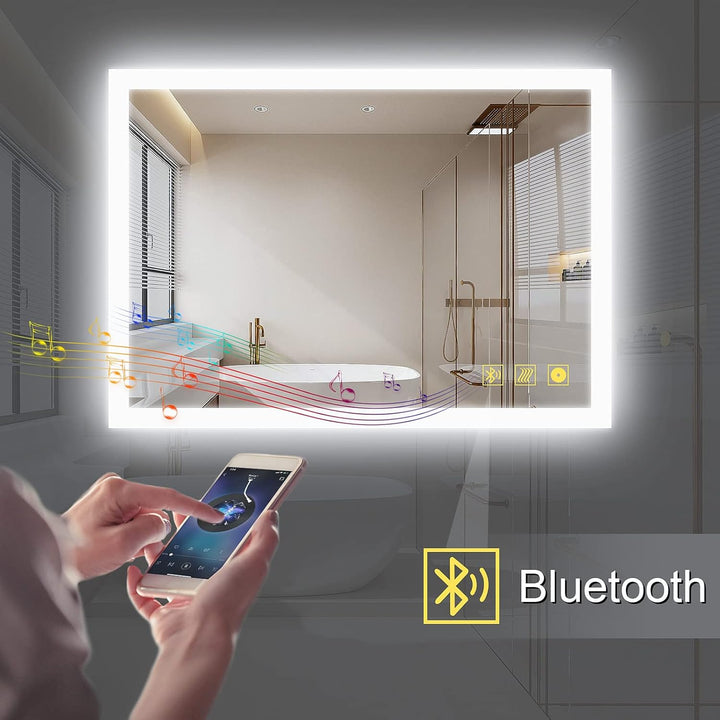AI-LIGHTING Badspiegel mit Beleuchtung 50 × 70 cm Badezimmerspiegel mit Licht und Bluetooth Lautspre