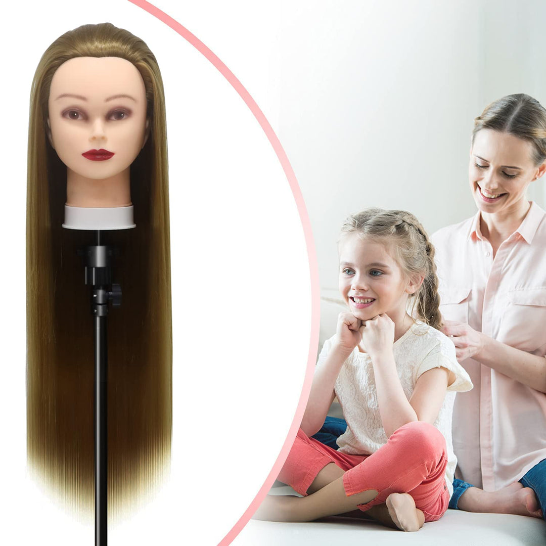 Trainingsköpfe, 28 inch Frisierkopf für Frisöre 100% Synthetikfaser-Haar Übungskopf,mit DIY Stricken