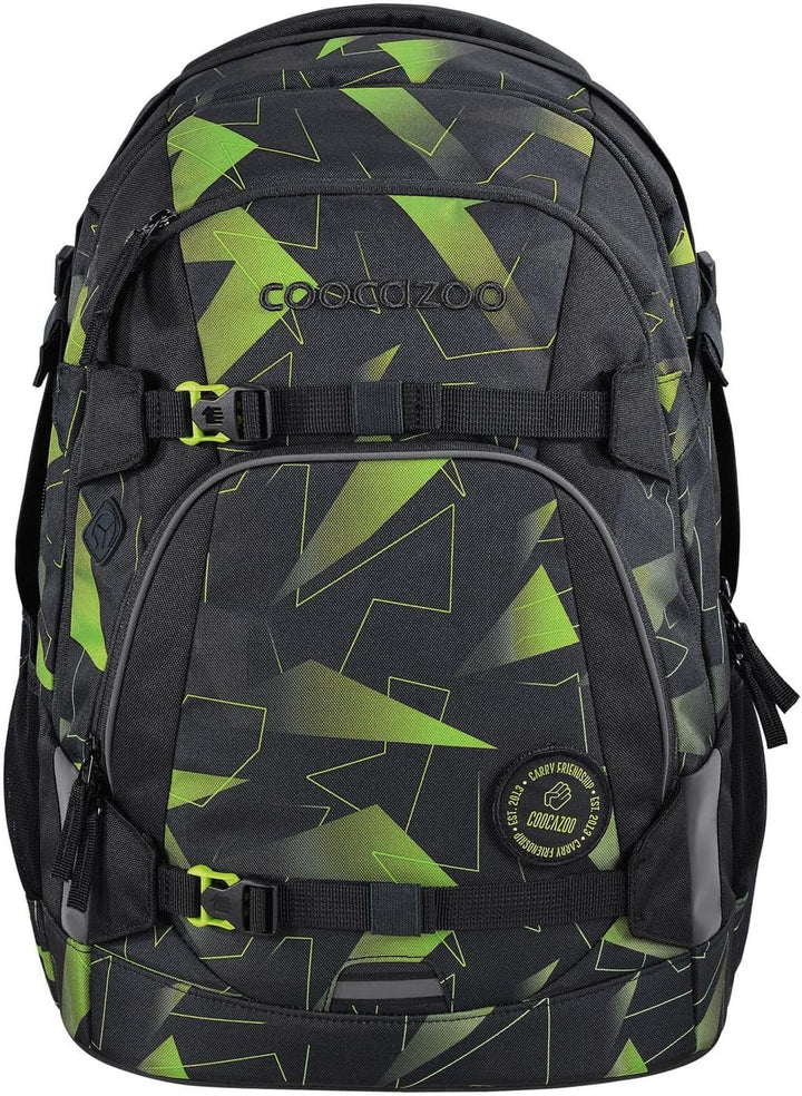 coocazoo Schulrucksack Mate, Lime Flash, schwarz-grün, ergonomischer & anpassbarer Tornister, höhen-