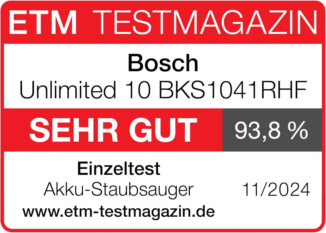 Bosch Akku-Staubsauger Unlimited 10 BKS1041RHF, kabellos, MicroClean Technology, TFT-Display, Staubk