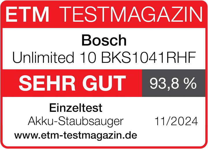 Bosch Akku-Staubsauger Unlimited 10 BKS1041RHF, kabellos, MicroClean Technology, TFT-Display, Staubk