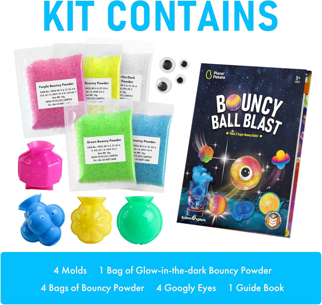 Flummi Gummiball Hüpfbälle Selber Machen Set für Kinder, Bouncing Ball Set Spiel ab 8 Jahren, Spring