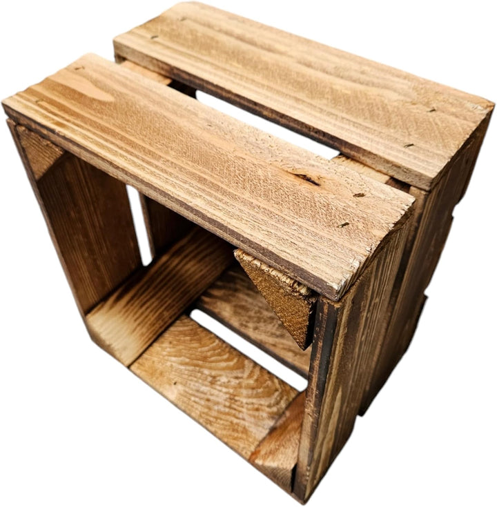 Teramico Set aus 3 geflammten NEUEN Holzkisten (22x20x15 cm) | PERFEKT als GESCHENKBOX oder RUSTIKAL