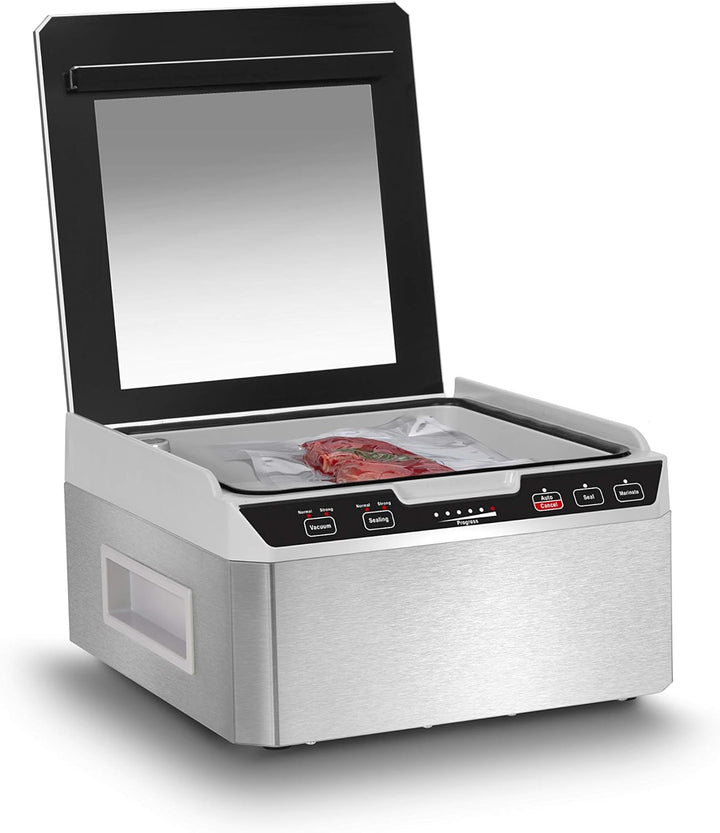 Caso VacuChef 40 - Kammervakuumierer aus Edelstahl, 1417 & Siegelrandbeutel 25 x 35 cm, 90 mμ, 100 S