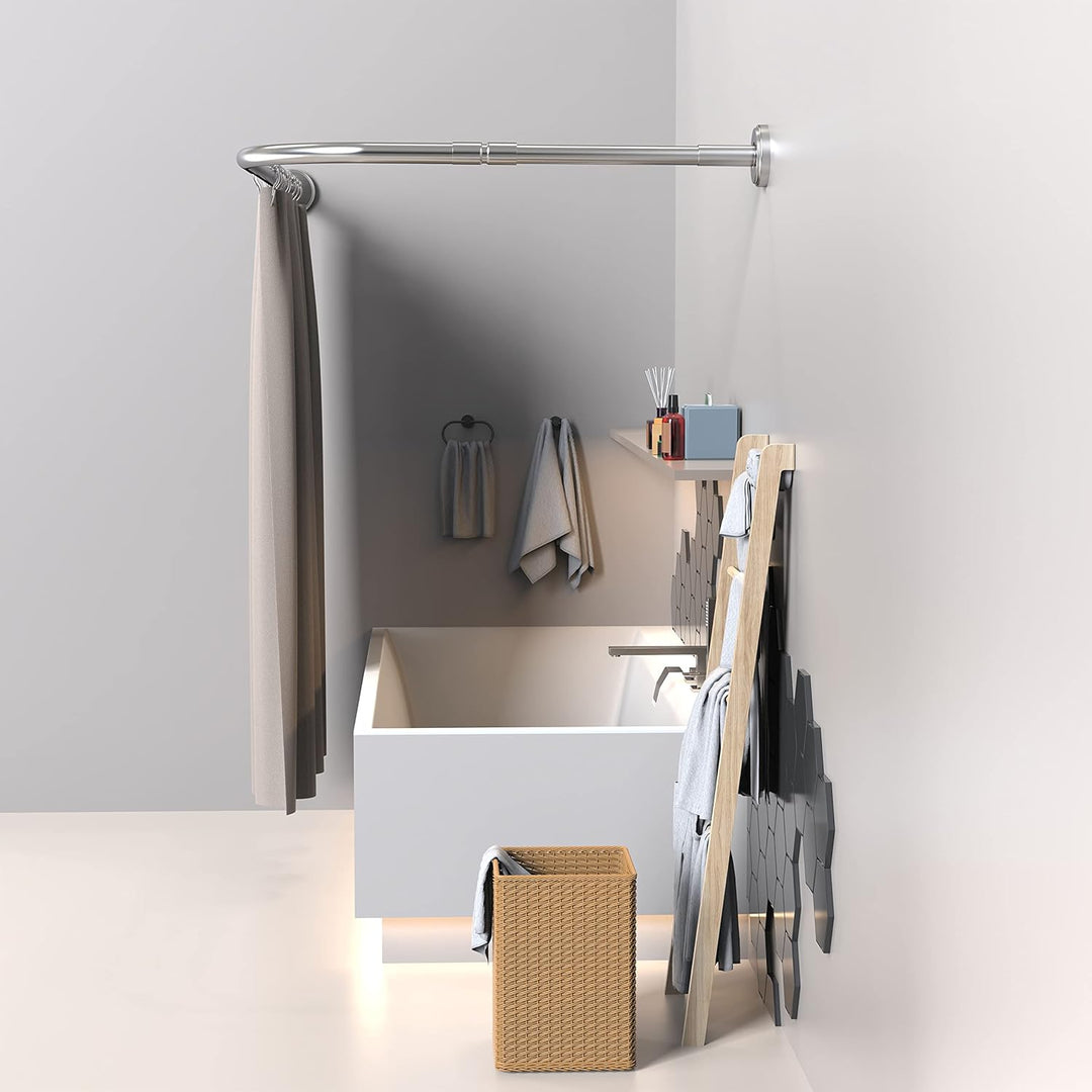 Misounda Duschvorhangstangen L Form Ecke Halterung Bohren Müssen 70-100x90-120cm Edelstahl Duschvorh