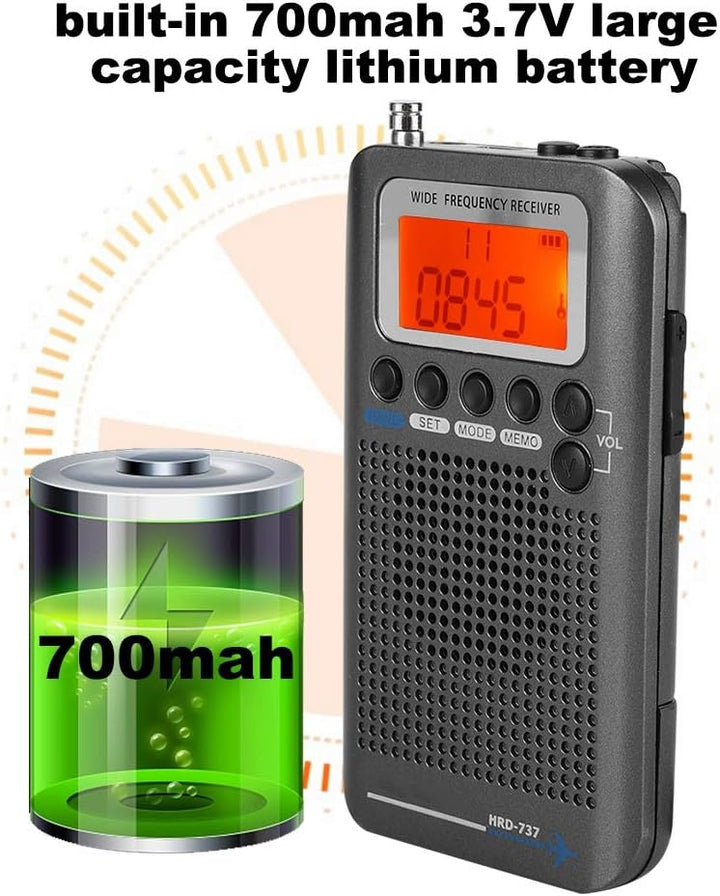 VHF Airband Radio, Bewinner Tragbarer Flugzeugband-Funkempfänger VHF Tragbarer Full-Band Radio Recor