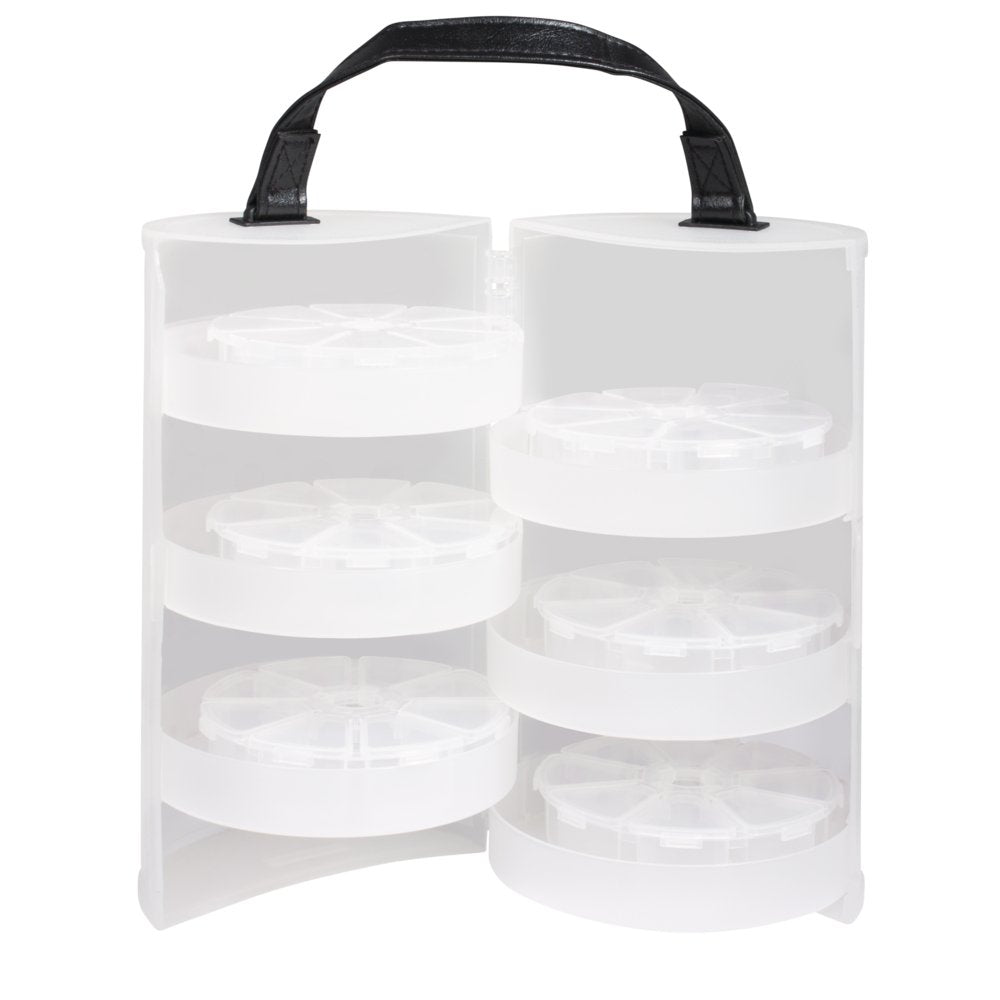 Rayher 39499000 Sortierbox, für Kleinteile, rund, ø 13cm, mit Tragegriff, transparent, für Bügelperl