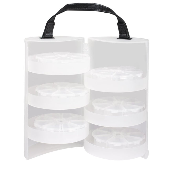 Rayher 39499000 Sortierbox, für Kleinteile, rund, ø 13cm, mit Tragegriff, transparent, für Bügelperl