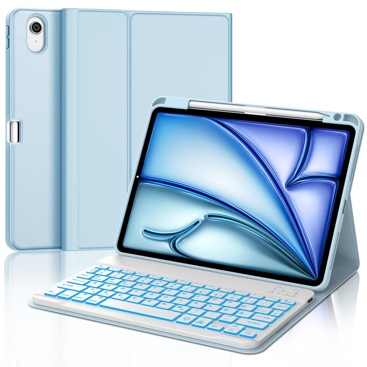 IVEOPPE Tastatur iPad Air 6. Generation, iPad Air 11" Hülle mit Tastatur 2024, 7-Farbige Beleuchtung