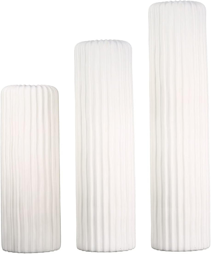 Casablanca Vase - Fjord - aus Keramik weiss matt mit Rillenstruktur H. 76 cm Höhe 76 cm Weiss, Höhe