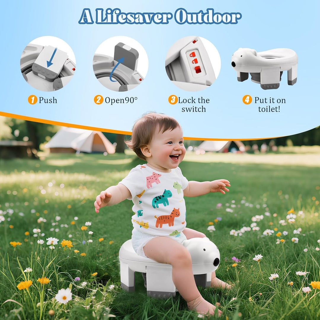Toilettensitz Kinder Töpfchen Töpfchentrainer WC Sitz,3-in-1 Reisetöpfchen Faltbar, Anti-Rutsch Füss