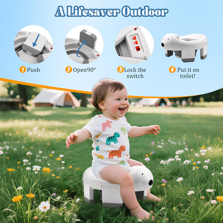 Toilettensitz Kinder Töpfchen Töpfchentrainer WC Sitz,3-in-1 Reisetöpfchen Faltbar, Anti-Rutsch Füss