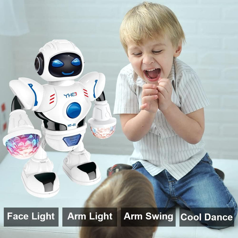 YATOSEEN Tanzroboter Spielzeug Geschenk für Kinder, mit Musik- und Discokugel, Bunten Lichtern, Robo