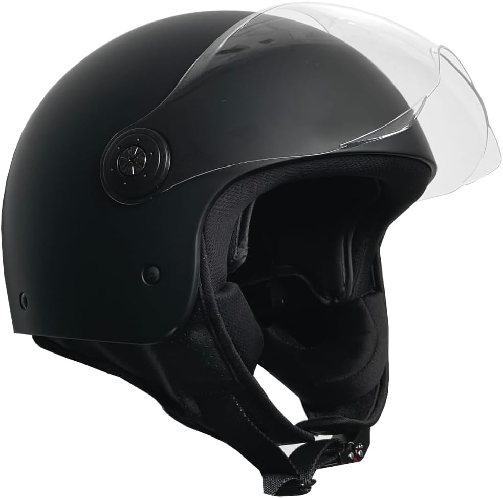 Jethelm Helm Motorradhelm Rollerhelm mit Sonnenblende Chopper RALLOX 710 schwarz/matt S, M, L, XL (S