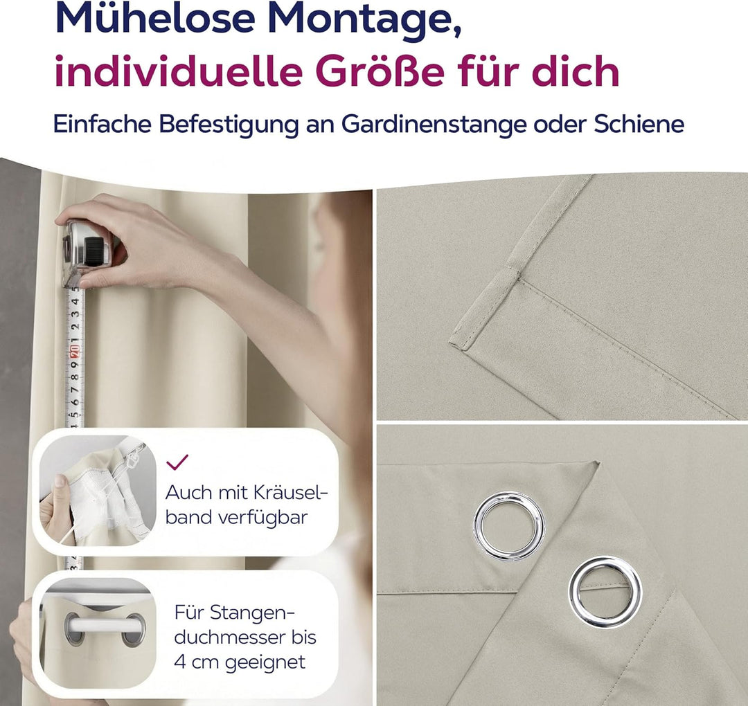 BEAUTEX Verdunkelungsgardine mit Ösen, Blackout Ösenschal Blickdicht abdunkelnd, Grösse und Farbe wä