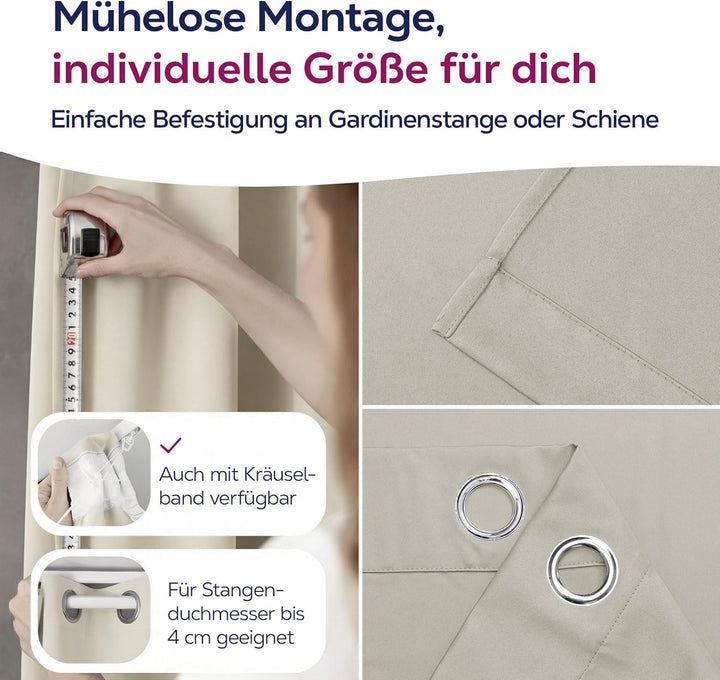 BEAUTEX Verdunkelungsgardine mit Ösen, Blackout Ösenschal Blickdicht abdunkelnd, Grösse und Farbe wä
