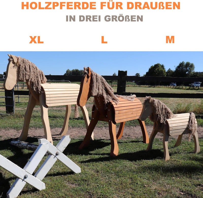 Grosses Voltigierpferd Diamant | Holzpferd | Outdoor-Spielzeug | Draussen 7028 | Farbe Eiche Eiche-b