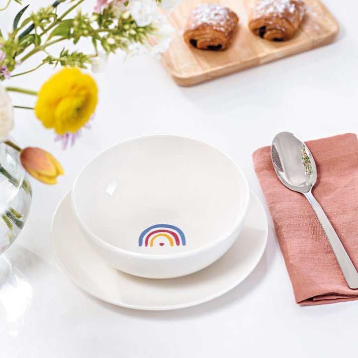 Villeroy & Boch – With Love Frühstücks-/ Dessertteller "Be Happy" Weiss, Spülmaschinenfest, Mikrowel