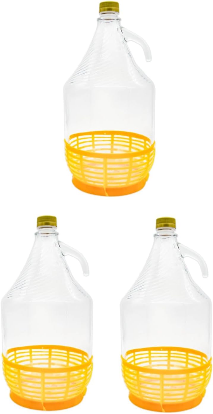 5L Glasballon Gärbehelter Gärballon Weinballon Glasflasche Flasche Korb D8 (3), 3