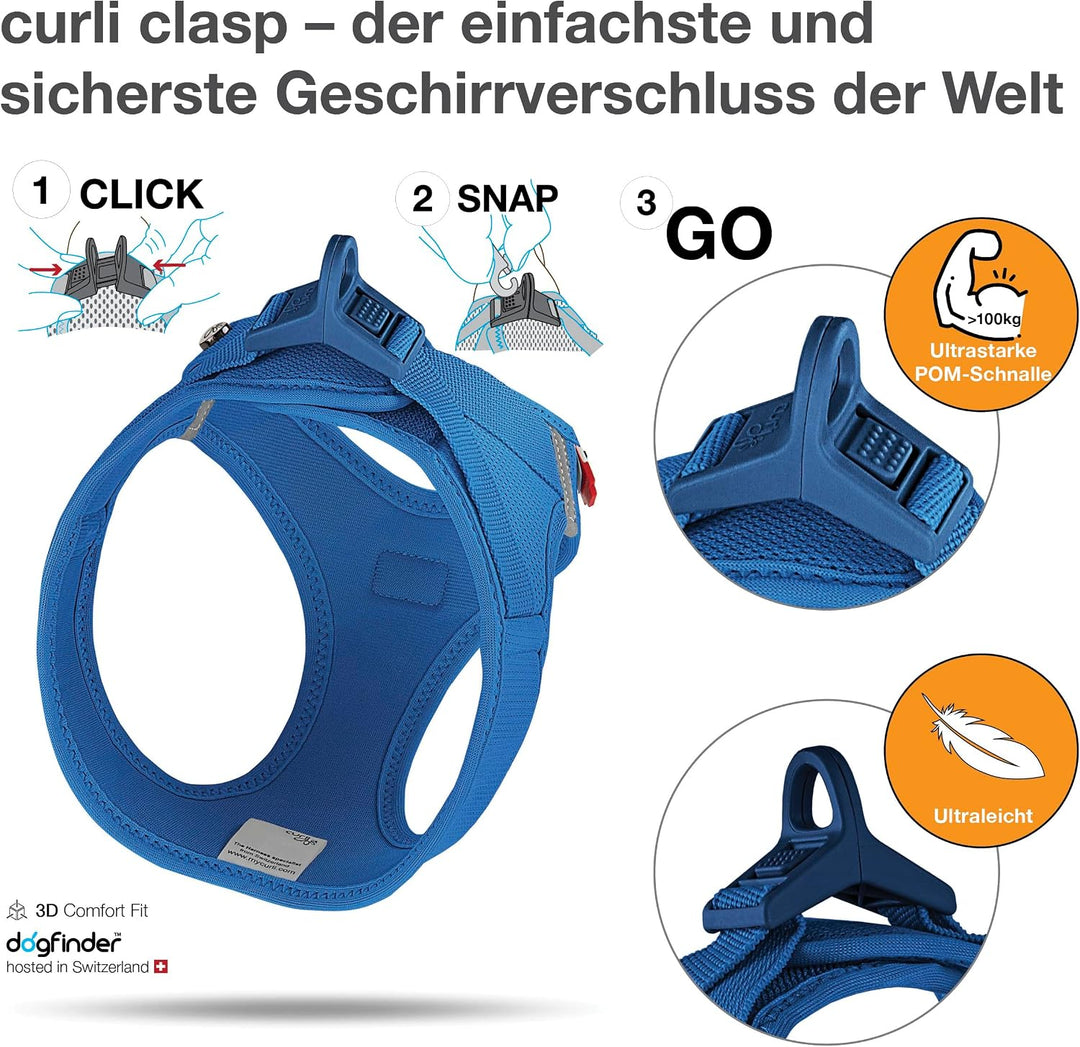Vest Harness curli Clasp Air-Mesh Blue S