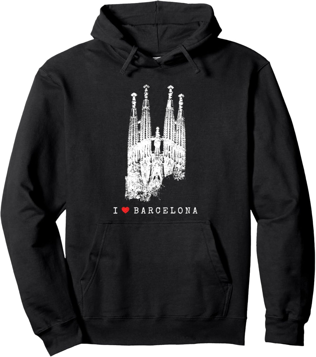 Barcelona Sagrada Familia Vintage Spanien I Love Barcelona Pullover Hoodie