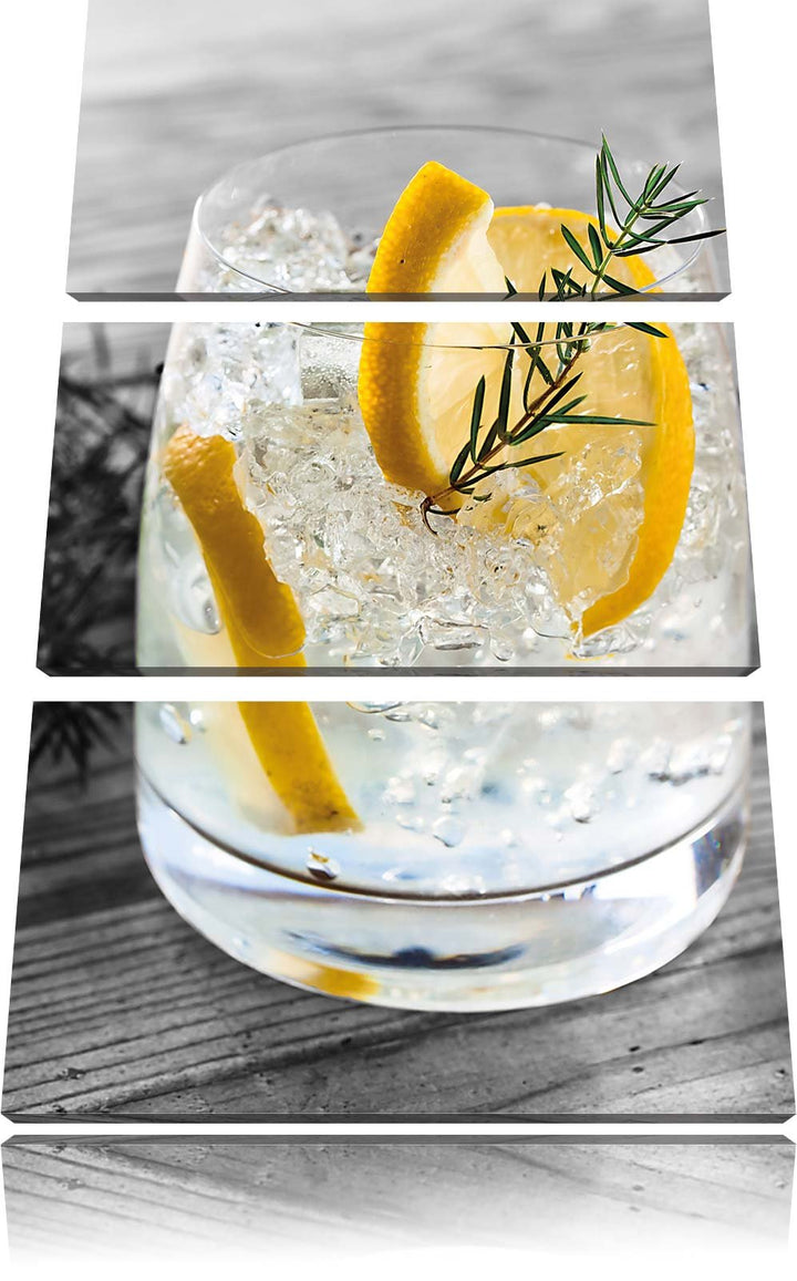 Pixxprint Drink mit Zitrone und Rosmarin als Leinwandbild/Grösse: 3 Teilig (120x80) cm/Wandbild/Kuns