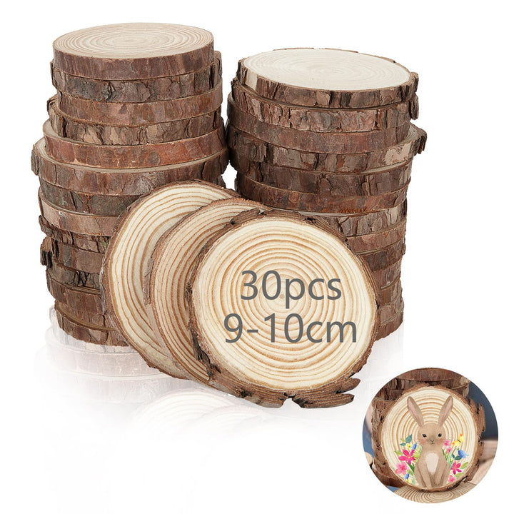 30 Stücke Holzscheiben 10cm Baumscheiben 10cm Durchmesser Rund Holzscheiben zum Basteln 1cm Dicke Ho