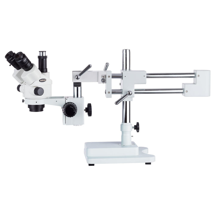 AmScope SM-4NTPX-144 Simul-Focal Stereo Zoom Mikroskop auf Boom Ständer mit einem LED Ring Light, 3.